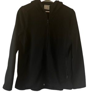 ANDREW MARC Black Hooded Sweater Full‎ Zipper, Pocket on Side Women’s Sz M